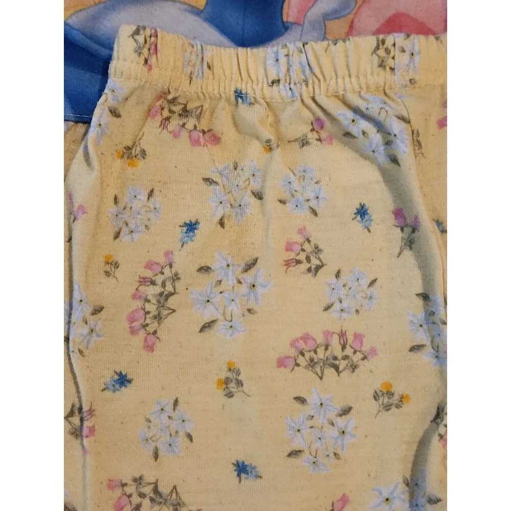 Vintage Y2K Disney Princess Yellow Pajama Short Set 18 Months Ruffle Floral Top
